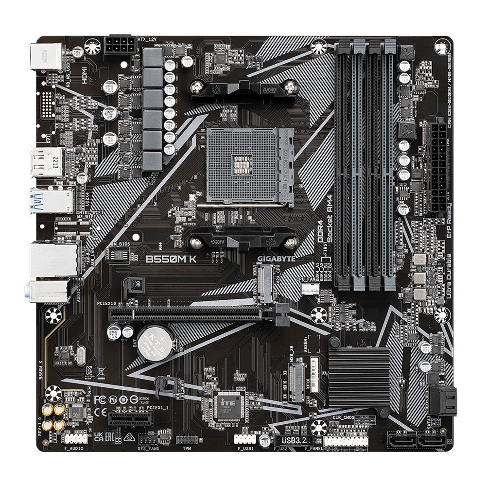 Placa base gigabyte b550m k am4 m - atx - 4x ddr4 - 4x sata3 - 4x usb 3.2 - 4x usb 2.0 - Imagen 2