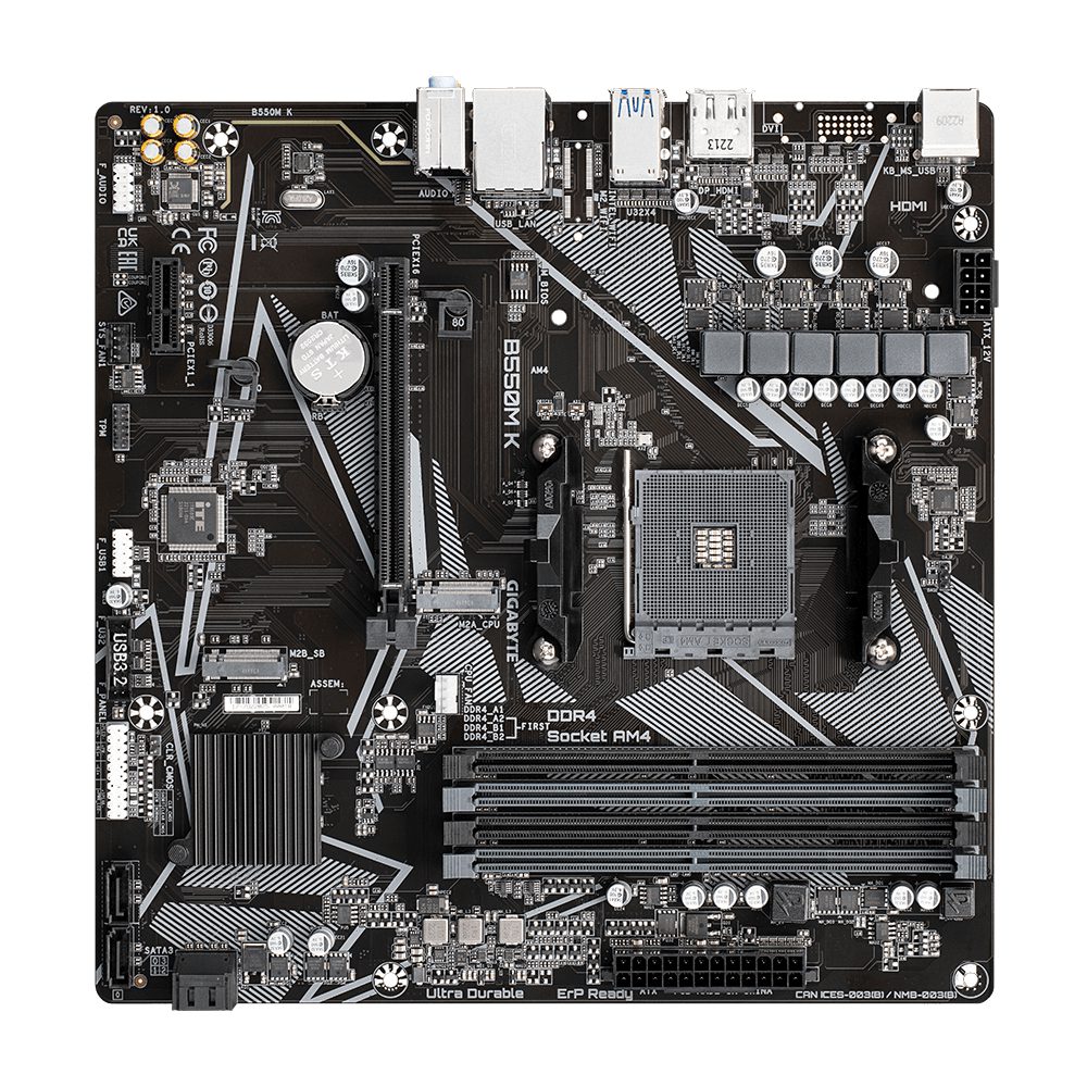 Placa base gigabyte b550m k am4 m - atx - 4x ddr4 - 4x sata3 - 4x usb 3.2 - 4x usb 2.0 - Imagen 4