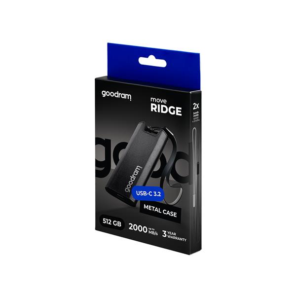 Disco duro externo ssd goodram 512gb move ridge usb tipo c negro - Imagen 2