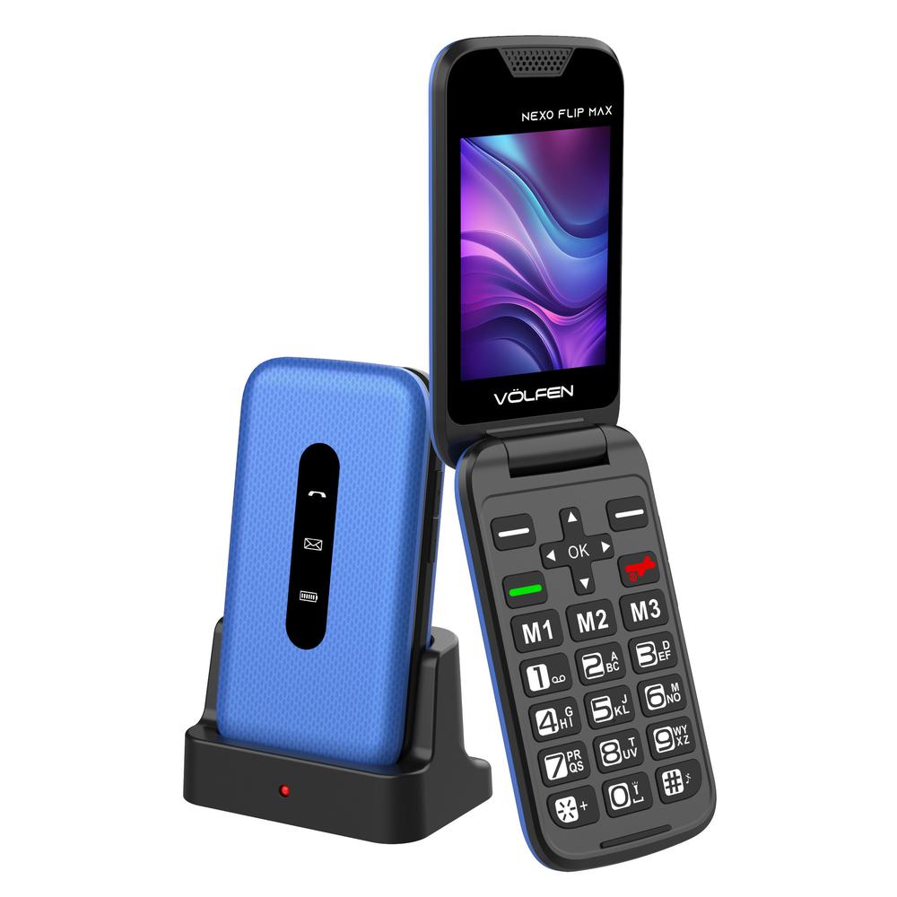 8056273064494 | P/N: | Cod. Artículo: MGS0000025139 Telefono movil volfen nexo flip max tipo concha azul base de carga