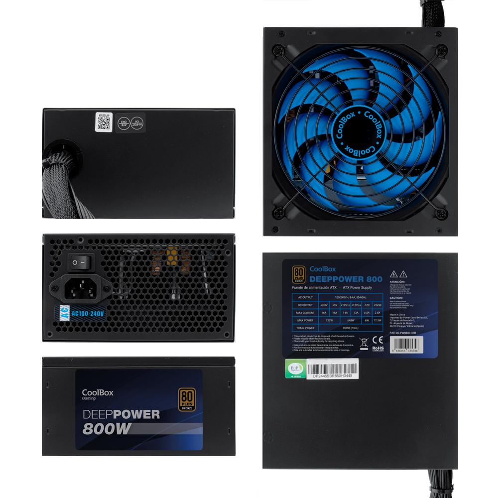 Fuente de alimentacion coolbox gaming deeppower 800w 80 plus bronze - 14 cm - full range - Imagen 2