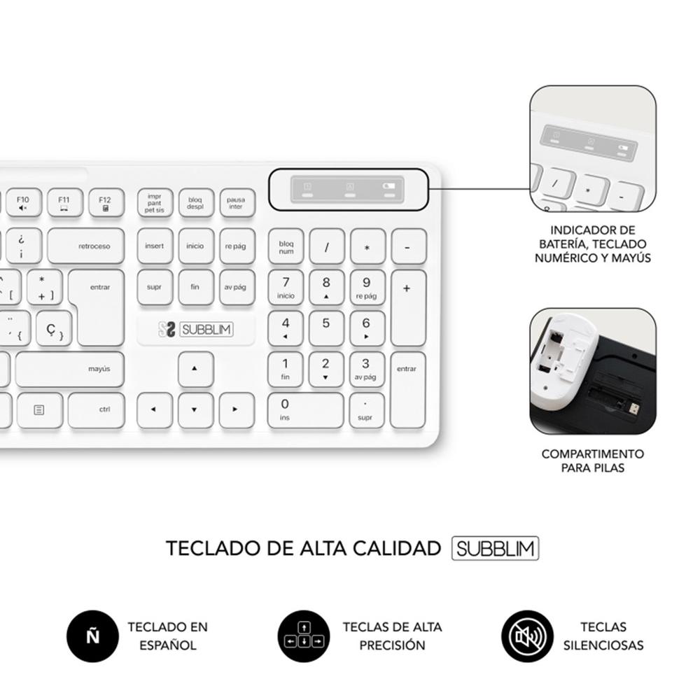 8436586742560 | P/N: SUBKBC-CSSW11 | Cod. Artículo: DSP0000021701 Teclado + raton subblim subkbc - cssw11 inalambrico