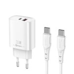8800000004808 | P/N: QCHEROS1 | Cod. Artículo: MGS0000023162 Cargador qcharx eros 3a 33w 1 x usb tipo a - 1 x usb tipo c blanco + cable usb tipo c