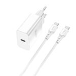 9502527848918 | P/N: QCHCHR2 | Cod. Artículo: MGS0000017752 Kit cargador qcharx chronos 3a 20w puerto pd + cable tipo c  a tipo c blanco