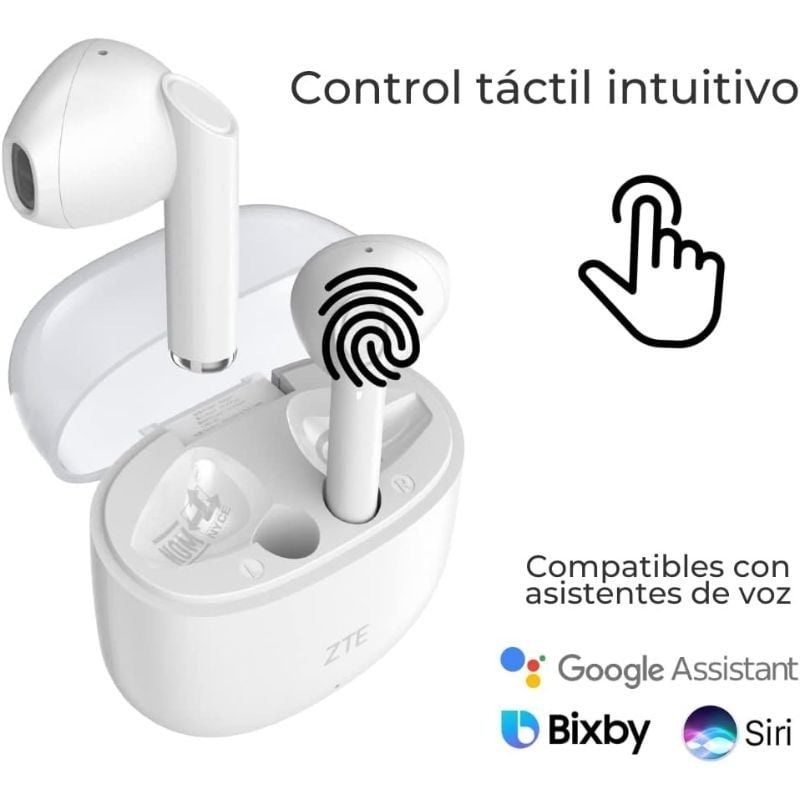 Auriculares Bluetooth ZTE Buds 2 con estuche de carga/ Autonomía 5h/ Blancos - Imagen 5