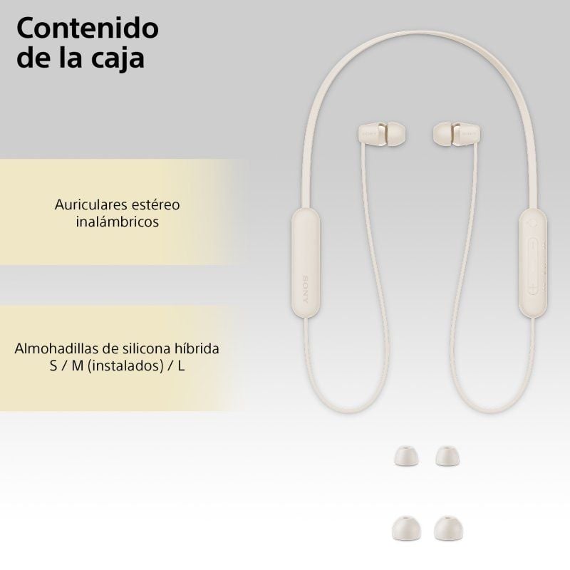 Auriculares Inalámbricos Intrauditivos Sony WI-C100/ con Micrófono/ Bluetooth/ Beige - Imagen 5