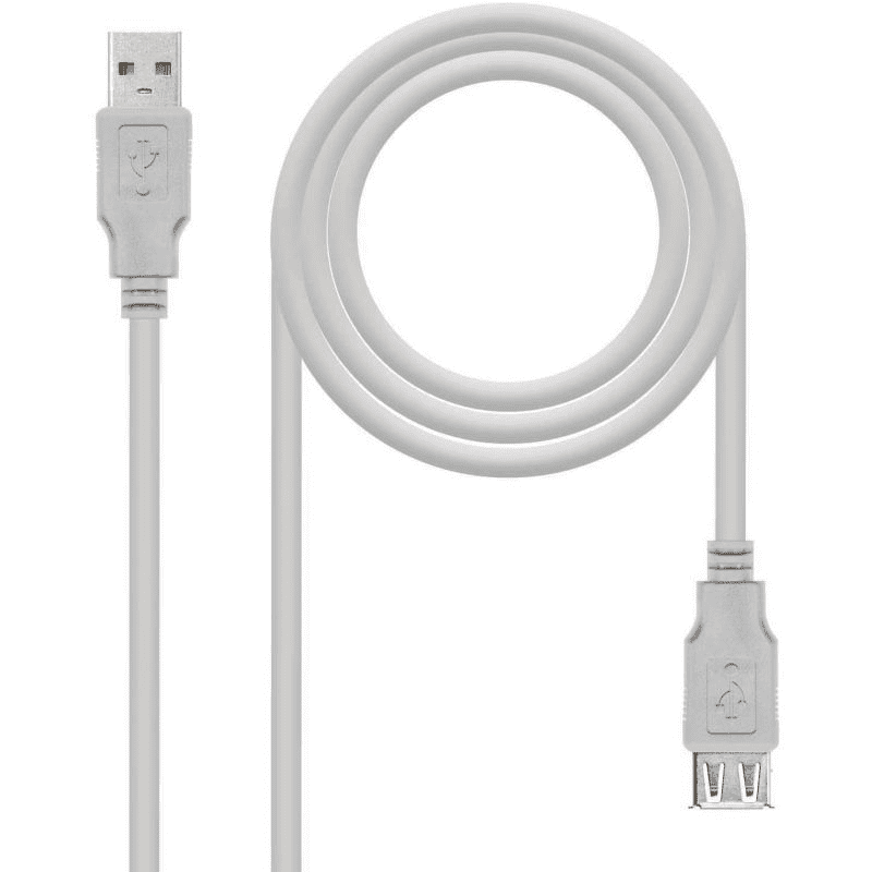 Cable Alargador USB 2.0 Nanocable 10.01.0204/ USB Macho - USB Hembra/ 3m/ Beige - Imagen 2
