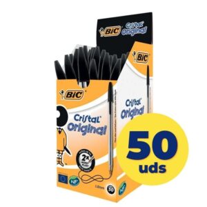 Caja de Bolígrafos de Tinta de Aceite Bic Cristal Original 8373639/ 50 unidades/ Negros 070330129665 8373639 BIC-CRISTAL NEGRO CAJA 50U