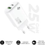 Cargador de Pared GaN Subblim 25W Charger USB C+A/ 1xUSB Tipo-C/ 1xUSB/ 25W 8436586743468 SUBCHG-6G2510 SUB-CARGA SUBCHG-6G2510