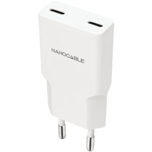 Cargador de Pared Nanocable 10.10.2023/ 2xUSB Tipo-C/ 20W/ Blanco 8433281016545 10.10.2023 NAN-CARGA 10 10 2023
