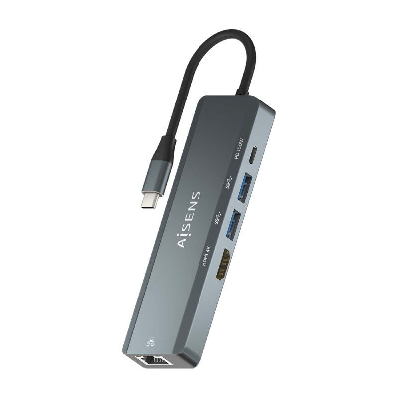 Docking USB Tipo-C Aisens ASUC-5P011-GR/ 1xHDMI 4K/ 2xUSB/ 1xRJ45/ 1xUSB Tipo-C/ 1xUSB Tipo-C PD/ Gris 8436574709728 ASUC-5P011-GR AIS-HUB ASUC-5P011-GR