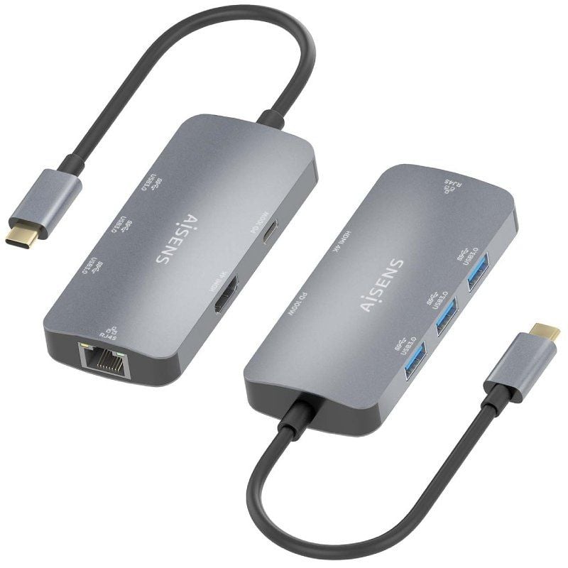 Docking USB Tipo-C Aisens ASUC-6P019-GR/ 1xHDMI 4K/ 3xUSB/ 1xRJ45/ 1xUSB Tipo-C PD/ Gris - Imagen 2