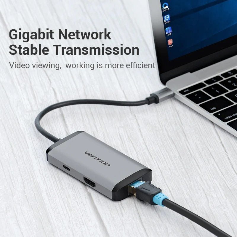 Docking USB Tipo-C Vention CNCHB/ 1xHDMI 4K/ 3xUSB/ 1xUSB Tipo-C PD/ 1xRJ45/ Gris - Imagen 2