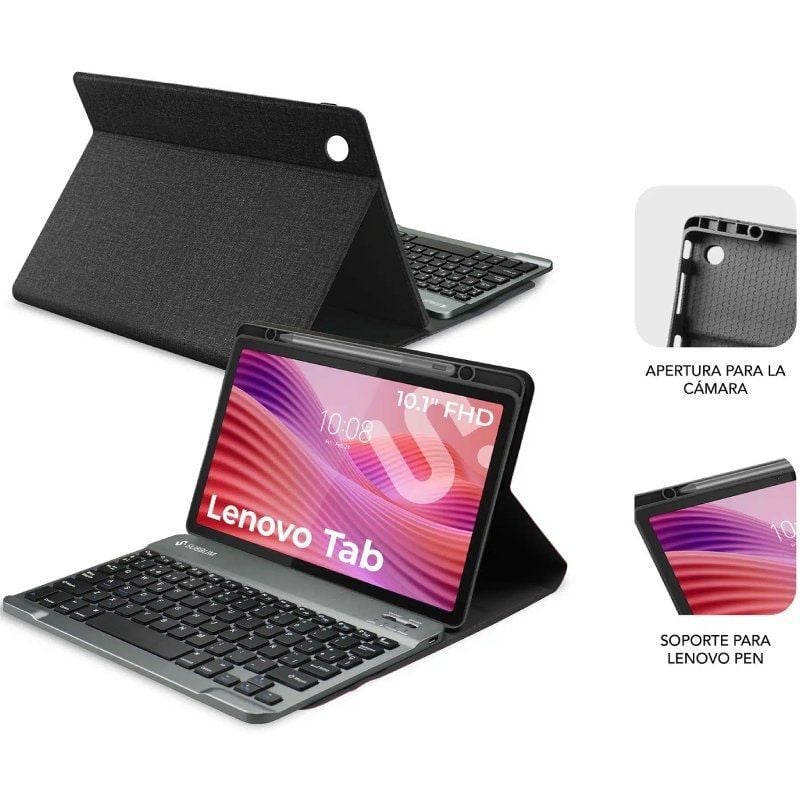 Funda con Teclado Subblim Shock Case Lenovo Tab 10.1" 2025/ Negra - Imagen 5