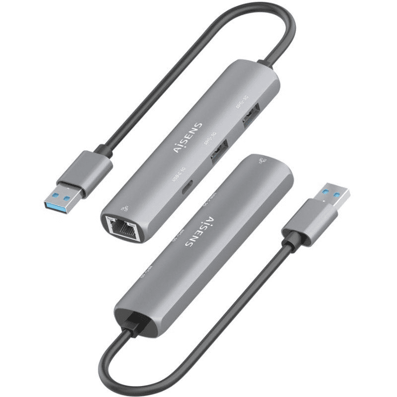 Hub USB Aisens ASUC-4P035-GR/ 1xUSB Tipo-C/ 2xUSB/ 1xRJ45/ Gris - Imagen 3