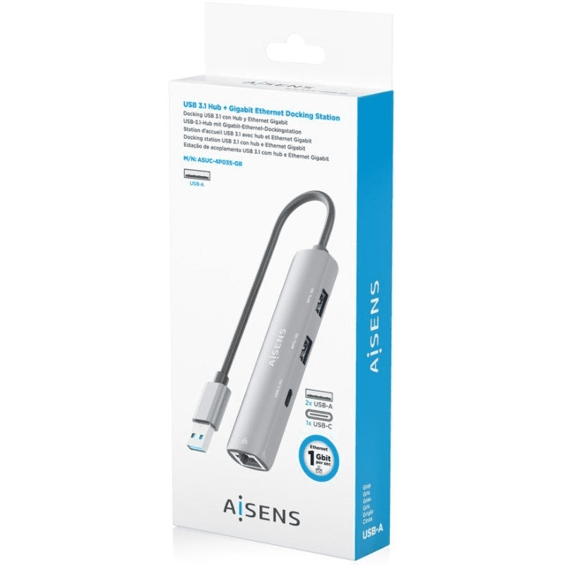 Hub USB Aisens ASUC-4P035-GR/ 1xUSB Tipo-C/ 2xUSB/ 1xRJ45/ Gris - Imagen 5
