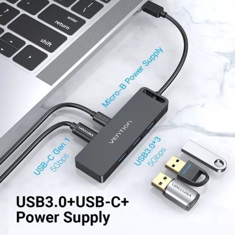 Hub USB Tipo-C Vention TGTBB/ 3xUSB/ 1xUSB Tipo-C/ 1x MicroUSB PD - Imagen 4
