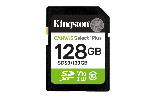 Kingston Technology 128 GB SDXC Canvas Select Plus Gen3 150 MB/s C10 UHS-I U1 V10 0740617348286 | P/N: SDS3/128GB | Ref. Artículo: 1400995