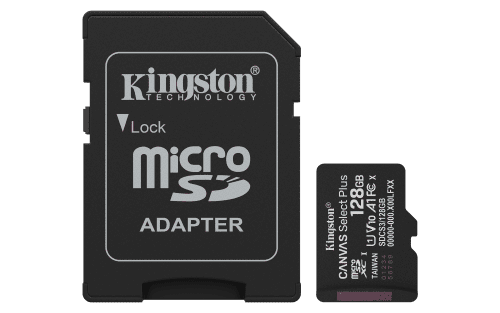 Kingston Technology 128GB microSDXC Canvas Select Plus Gen3 150MB/s A1 (Incluye adaptador de SD) 0740617348453 | P/N: SDCS3/128GB | Ref. Artículo: 1400985