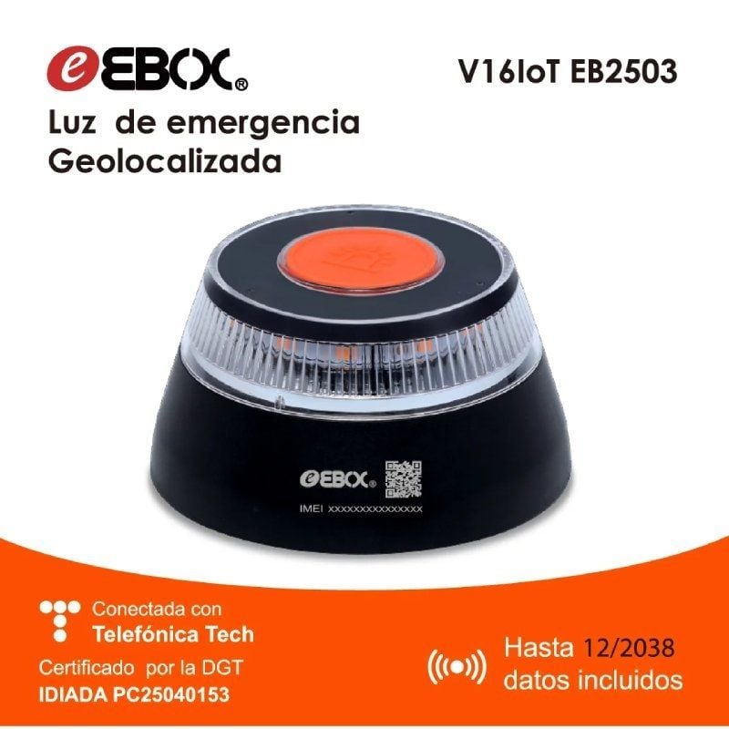 Luz baliza de emergencia para coche Ebox V16 IoT EB2503/ Homologada/ Base Imantada/ Geolocalizable/ Funciona a Pilas - Imagen 2