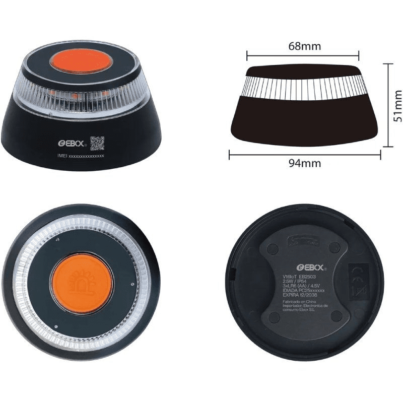 Luz baliza de emergencia para coche Ebox V16 IoT EB2503/ Homologada/ Base Imantada/ Geolocalizable/ Funciona a Pilas/ Incluye Funda - Imagen 4