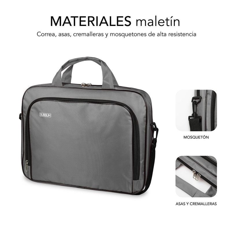 Maletín Subblim Oxford para Portátiles hasta 16"/ Gris - Imagen 3