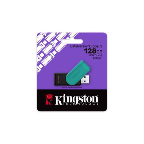 PENDRIVE KINGSTON 128GB USB3.2 EXODIA S NEGRO/TURQUESA - Imagen 3