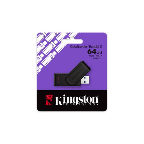 PENDRIVE KINGSTON 64GB USB3.2 EXODIA S NEGRO - Imagen 3
