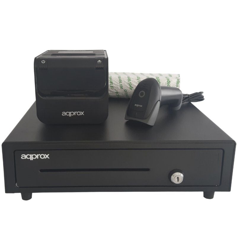 Pack para TPV Approx appPOSPACK4180-2D/ Cajón Portamonedas + Impresora Térmica de Tickets + Lector de Códigos + Rollos Térmicos 8435099530756 APPPOSPACK4180-2D APP-PACK APPPOSPACK4180-2D