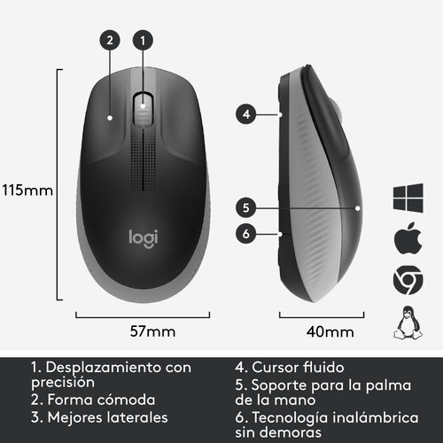 RATON LOGITECH M190 INALAMBRICO NEGRO/GRIS - Imagen 10