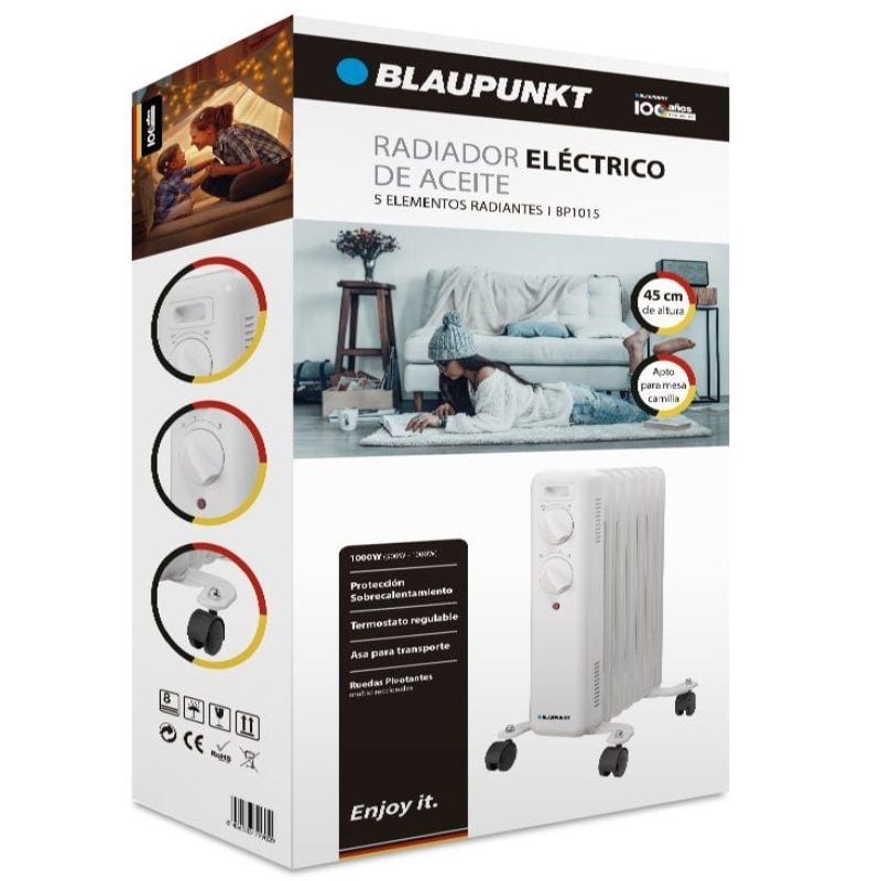 Radiador de Aceite Blaupunkt BP1015/ 1000W/ 5 Elementos Caloríficos - Imagen 2