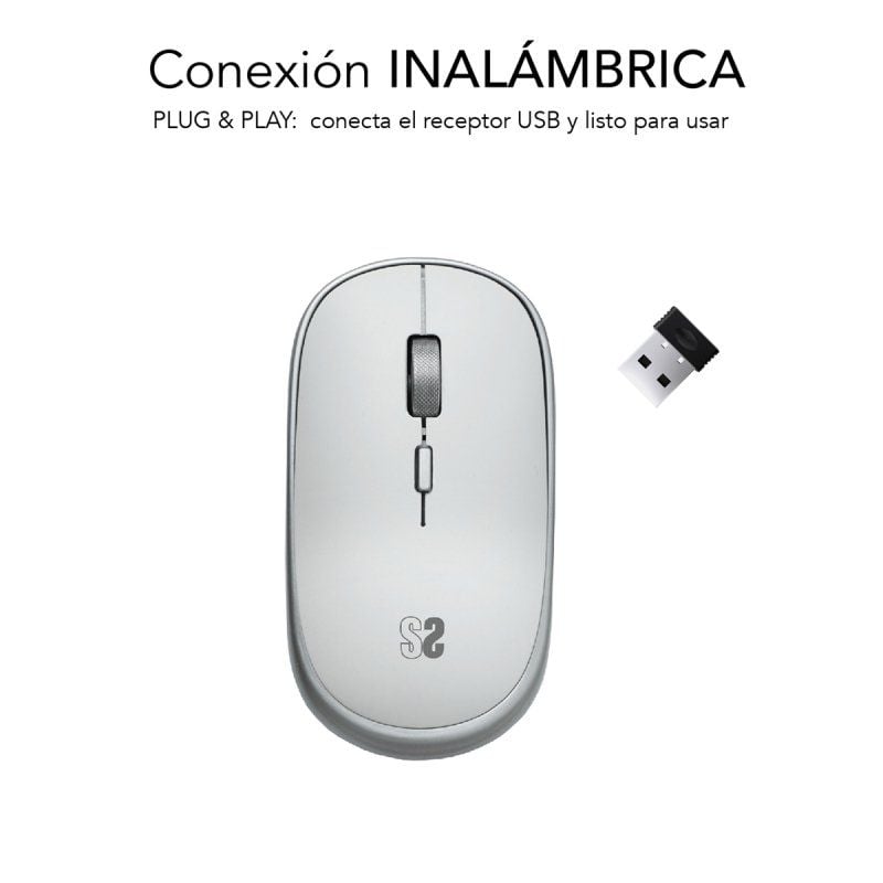 Ratón Mini Inalámbrico Subblim Wireless Mini/ Hasta 1600 DPI/ Plata - Imagen 2