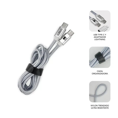 SUBBLIM CARGADOR ULTRA RAPIDO 2xUSB DE PARED PD25W+QC3.0+Cable C to C y lightning Blanco - Imagen 2