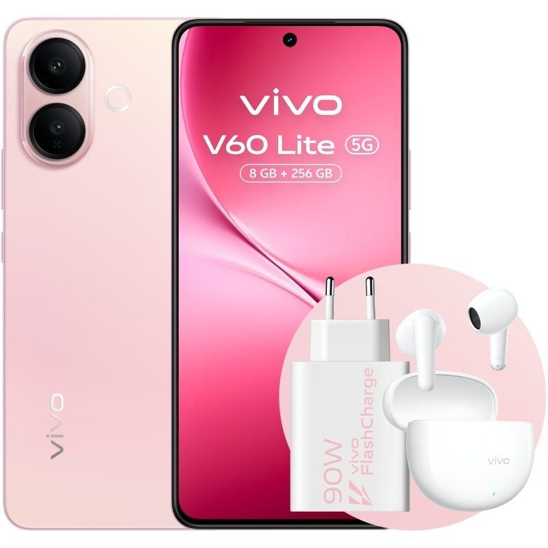 Smartphone Vivo V60 Lite 8GB/ 256GB/ 6.77"/ 5G/ Rosa/ Incluye Cargador 90W y Buds 6935117899541 5671160 VIVO-SP V60 LI 5G 8-256 PK B