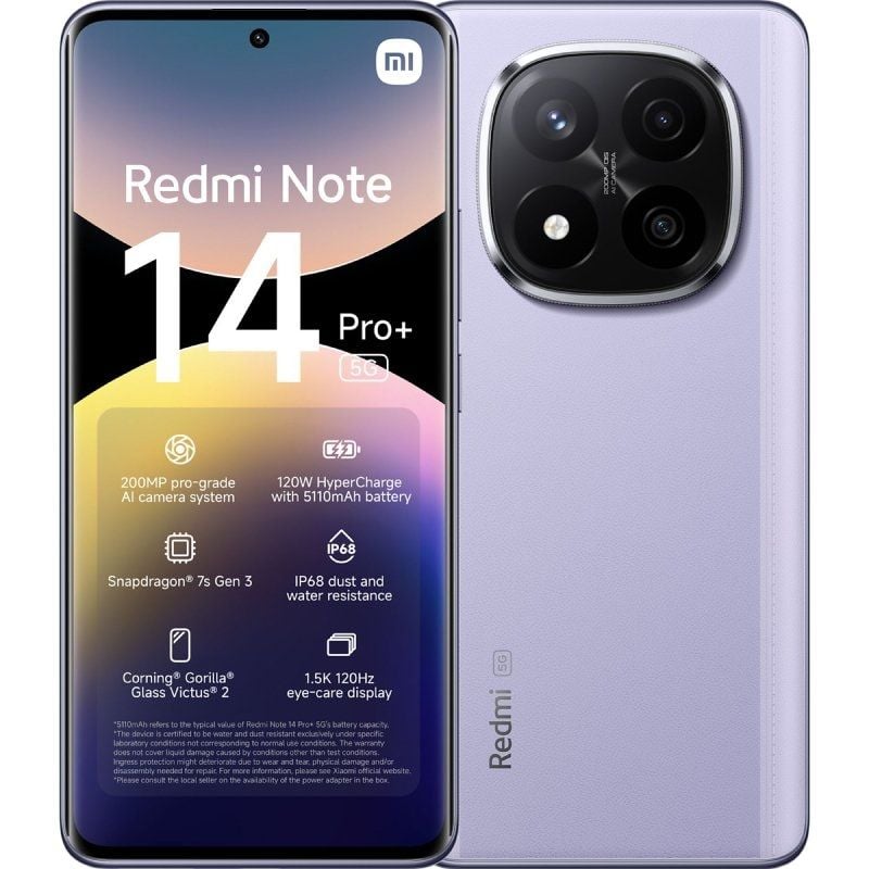 Smartphone Xiaomi Redmi Note 14 Pro+ 8GB/ 256GB/ 6.67"/ 5G/ Púrpura 6932554401405 MZB0IJXEU XIA-SP NOTE14PP 5G 8-256 PUR