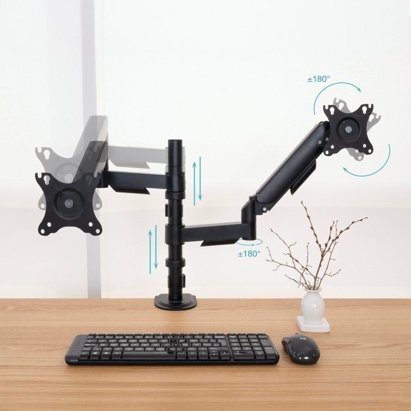 Soporte de Mesa para 2 Monitores TooQ DB1533TNR-B/ Giratorio/ Inclinable/ hasta 9kg - Imagen 2