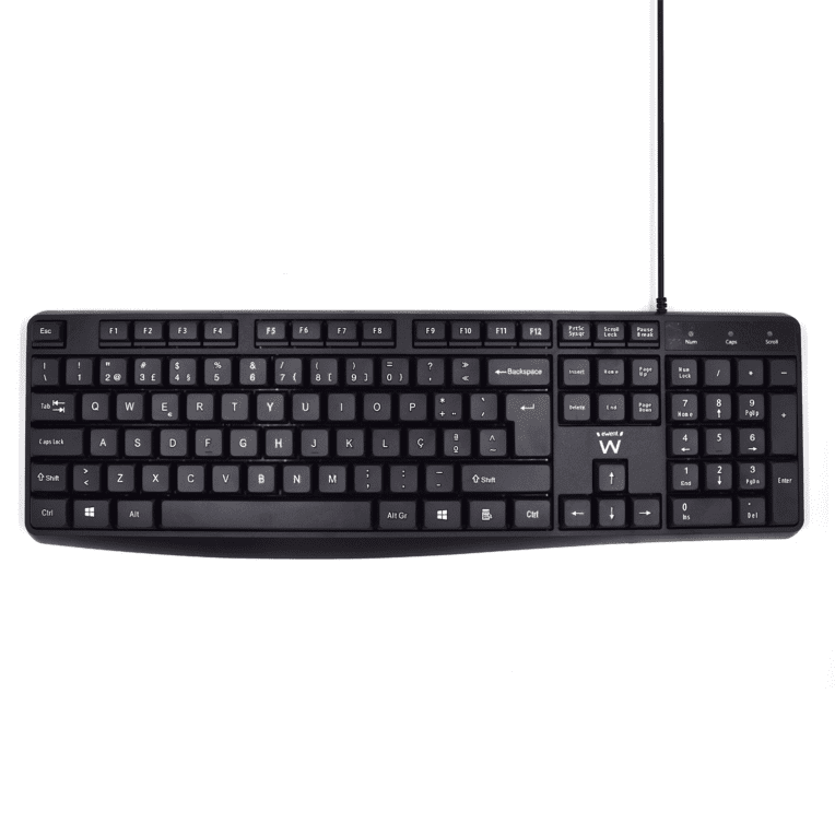 TECLADO EWENT QUERTY PORTUGUES ESCRITURA SILENCIOSA USB NEGRO 8052101430349 EW3002
