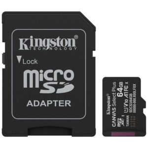 Tarjeta de Memoria Kingston CANVAS Select Plus 64GB microSD XC con Adaptador/ Clase 10/ 100MBs 740617348408 SDCS3/64GB KIN-MICROSD SDCS3 64GB