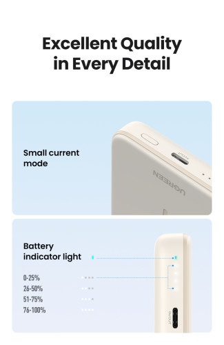 Ugreen 25208 batería externa 10000 mAh Cargador inalámbrico Beige - Imagen 12