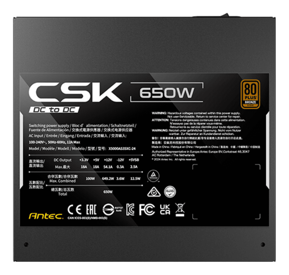 Fuente alimentacion antec csk650dc ec gaming atx 650w negro - Imagen 7