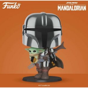 0889698499316 | P/N: 49931 | Cod. Artículo: MGS0000001537 Funko pop star wars the mandalorian el mandaloriano xl version armadura cromatica con yoda en brazos 49931