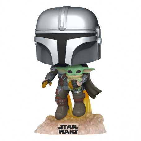 Funko pop star wars the mandalorian mandalorian volando con jet & baby yoda 50959 - Imagen 2