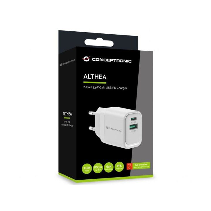 Cargador de pared conceptronic althea1933 33w 1x usb tipo x 1x usb tipo a blanco - Imagen 5