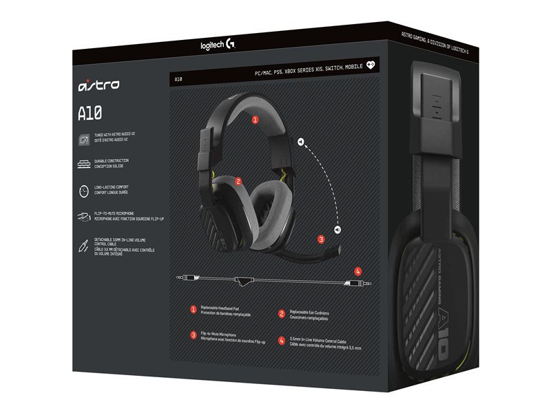 Auriculares con microfono logitech a10 astro gaming gen 2 jack 3.5mm negro - Imagen 6