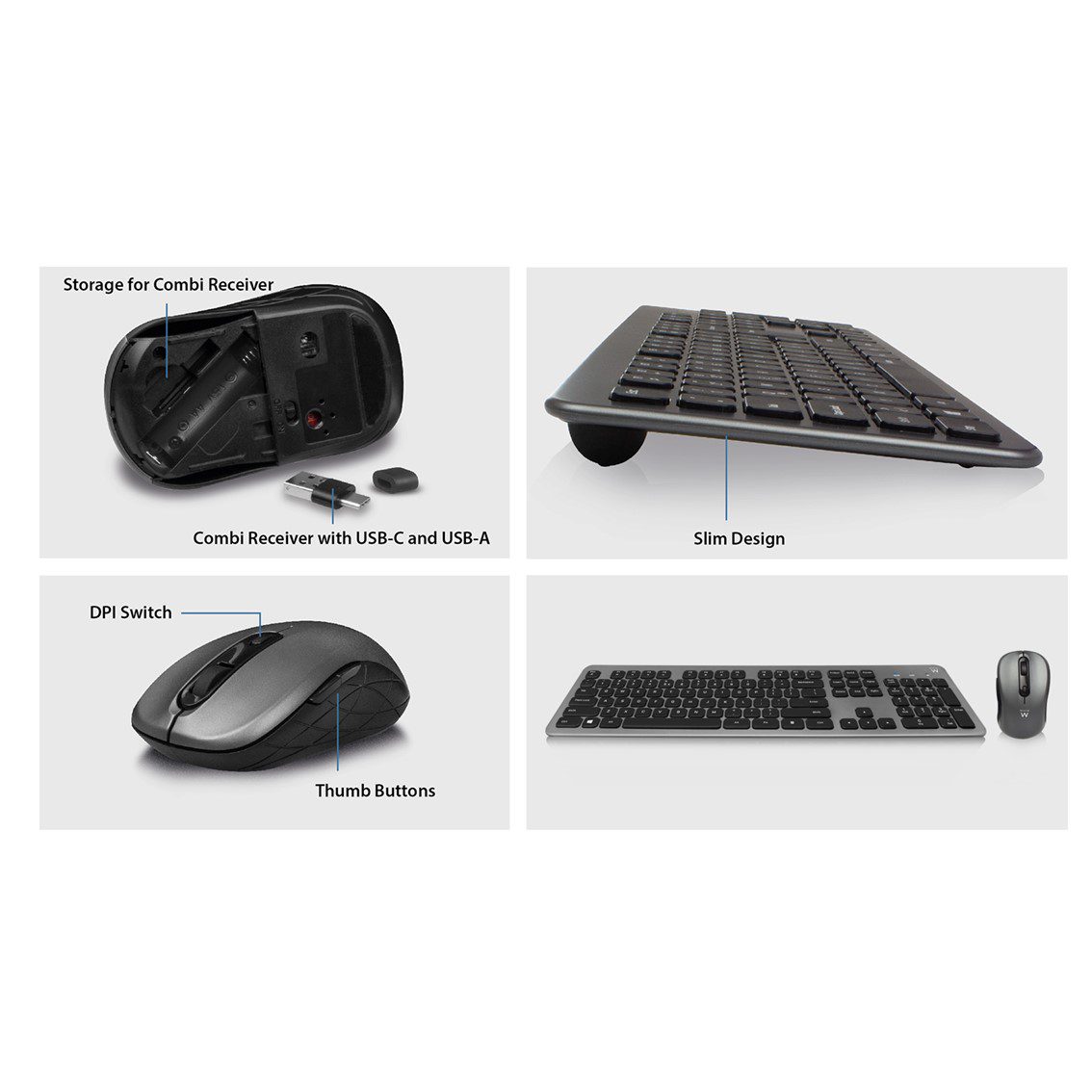 Kit teclado + mouse raton ewent ew3272 wireless inalambrico - Imagen 2
