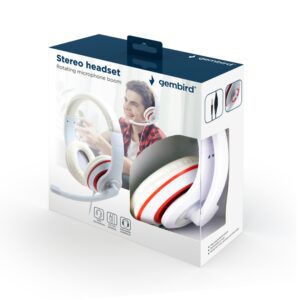 AURICULARES GEMBIRD MHS-03-WTRD BLANCO ROJO MICROFONO ALAMBRICO 3.5MM 8716309113670 MHS-03-WTRD