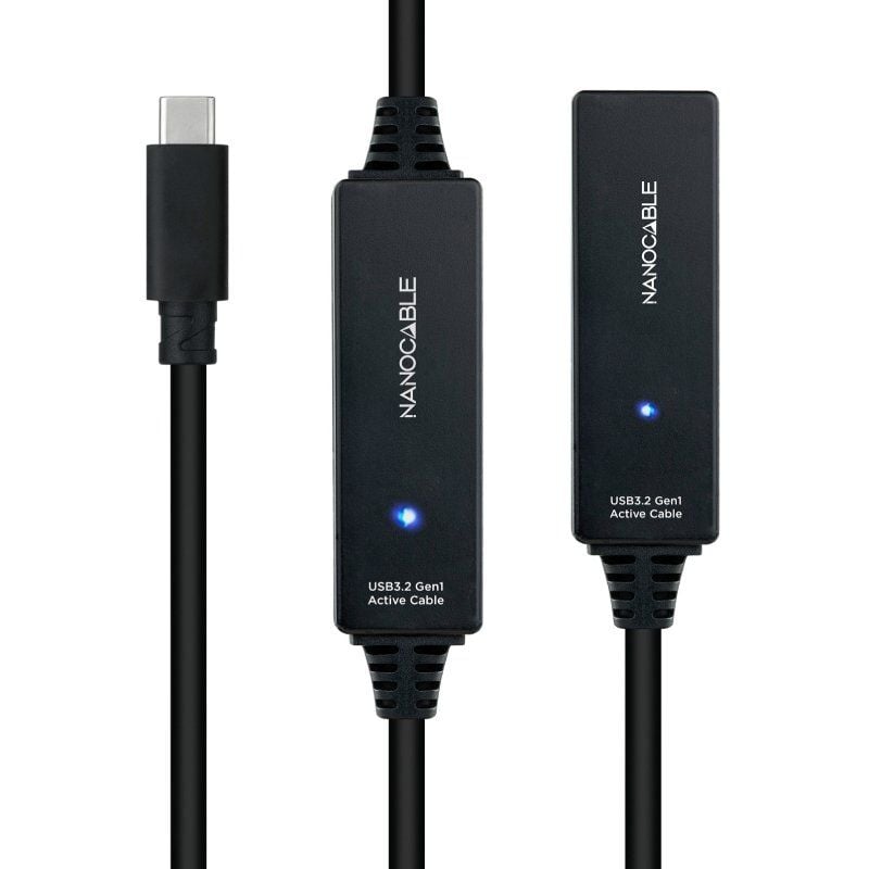 Cable Alargador USB Tipo-C 3.2 con Amplificador Nanocable 10.01.1312/ USB Tipo-C Macho - USB Tipo-C Hembra/ 10m/ Negro - Imagen 2