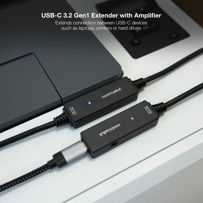 Cable Alargador USB Tipo-C 3.2 con Amplificador Nanocable 10.01.1312/ USB Tipo-C Macho - USB Tipo-C Hembra/ 10m/ Negro - Imagen 5