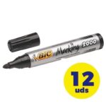 Caja de Rotuladores Punta Fibra Acrílica Permanente Bic Marking 2000/ 4.9mm/ 12 unidades/ Negros 3086122000095 8209153 BIC-ROTUNEGROMARKING2000 12U