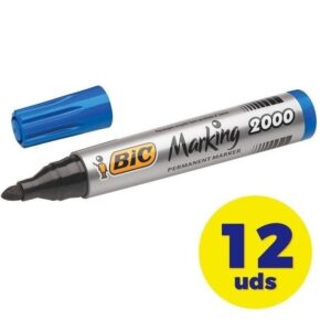 Caja de Rotuladores de Punta Fibra Acrílica Permanente Bic Marking 2000/ 4.9mm/ 12 unidades/ Azules 3086122000064 8209143 BIC-ROTUAZULMARKING2000 12U